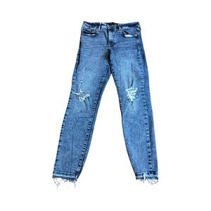 GAP Ripped Ankle Jeans in Dark Blue